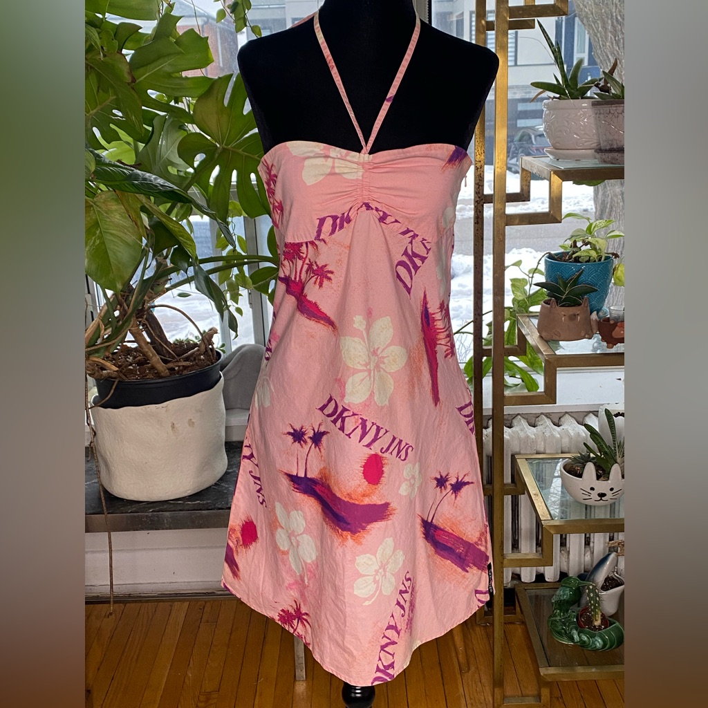 Vintage Dkny Pink And Purple Patterned Dress